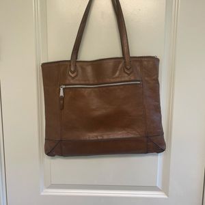 Brown leather tote